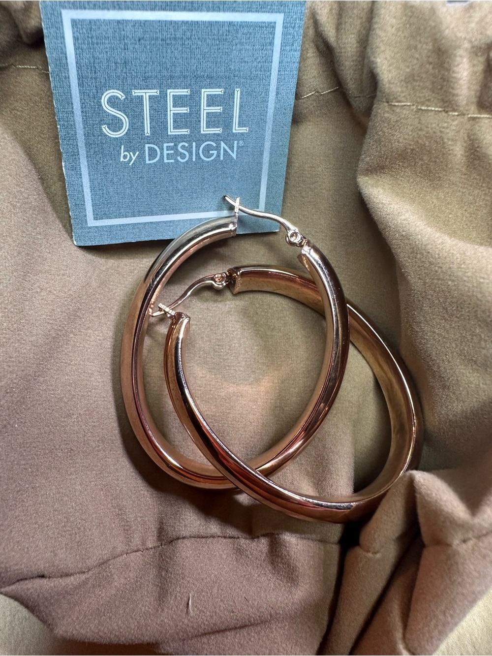 QVC Steel by Design Rose Gold Hoop Earrings